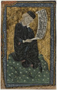 Hoja: Abelardo con pergamino de French School